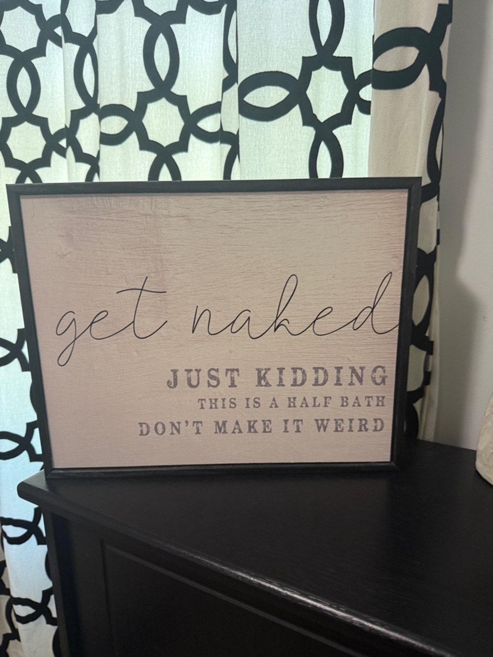 Bathroom Wall Sign with Black Frame